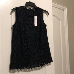 Ann Taylor navy lace blouse